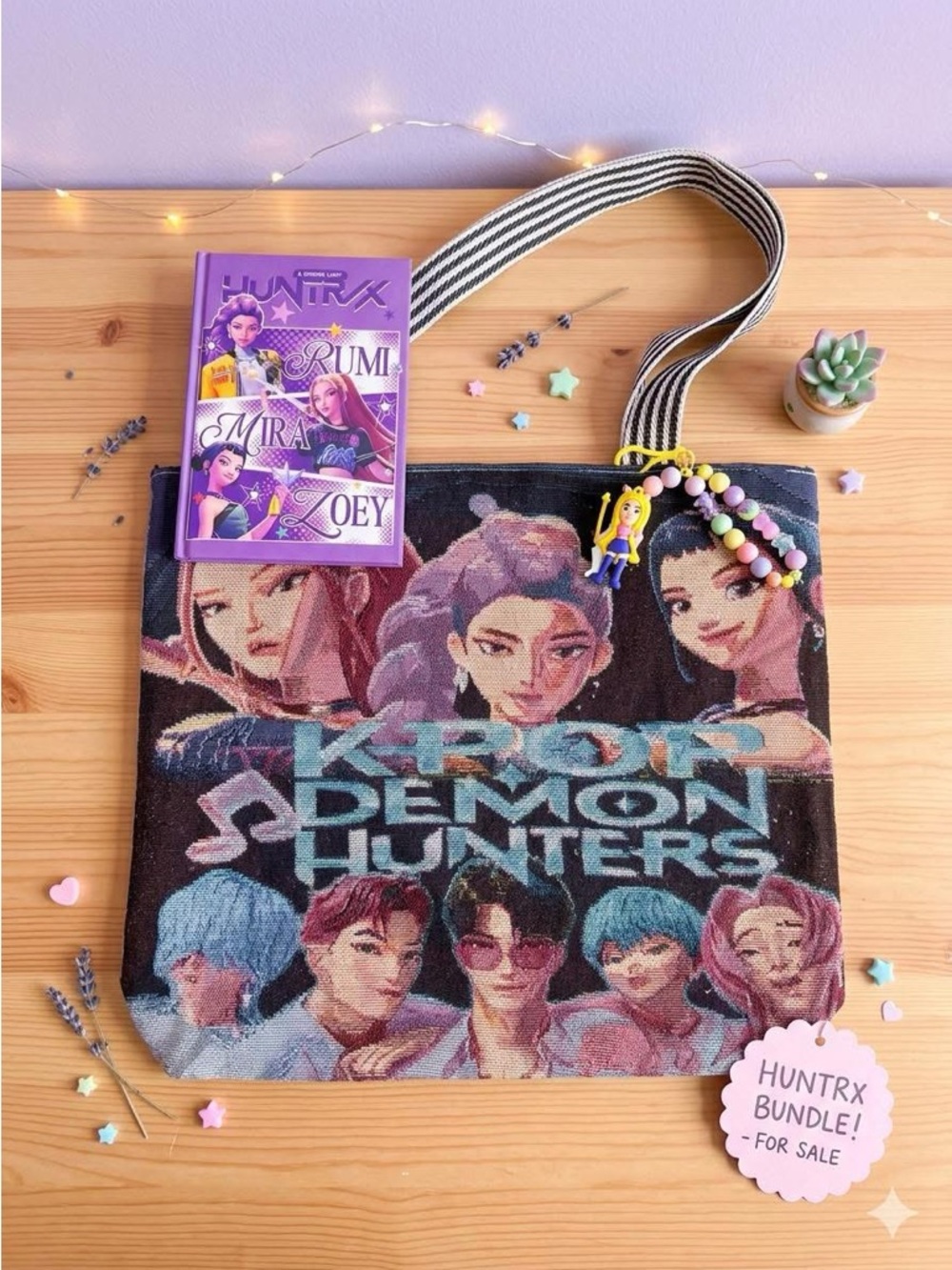 K-Pop Demon Hunters Graphic Tote Bag in Multi-Color
